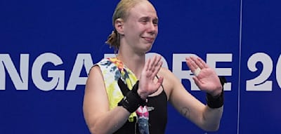 Unvermittelt bricht die Deutsche bei der Schwimm-WM in Tränen aus
